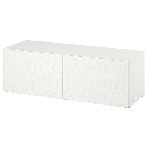 BESTÅ Shelf unit with doors, white/Laxviken white, 120x42x38 cm