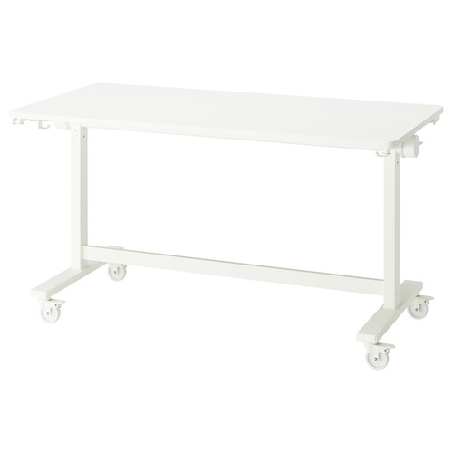 MITTZON Foldable table with castors, white, 140x70 cm