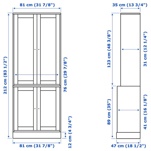 HAVSTA Storage combination with doors, grey-beige, 81x47x212 cm