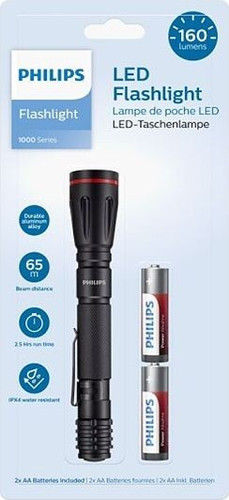 Philips LED Flashlight 2xAA, 160 lumens