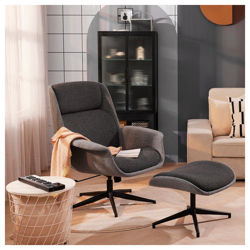 ÄLEBY Swivel armchair, Gunnared medium grey/dark grey