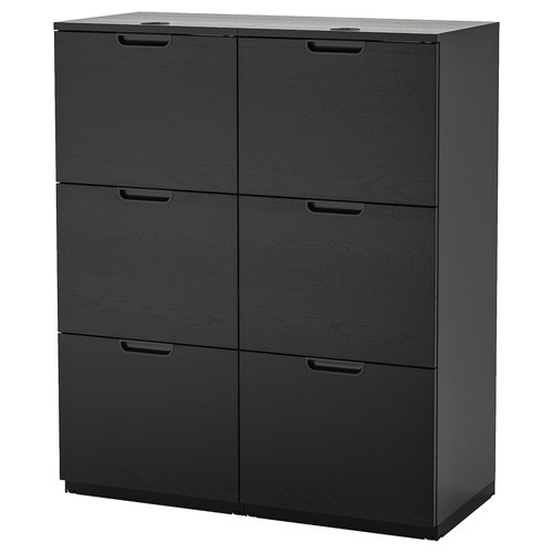 GALANT Storage combination with filing, black stained ash veneer, 102x120 cm