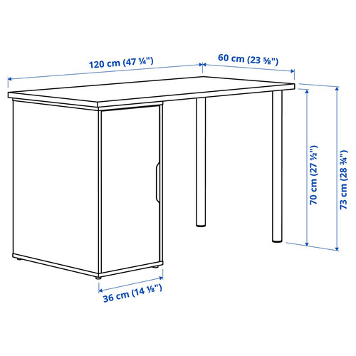 MITTCIRKEL / ALEX Desk, lively pine effect/white, 120x60 cm