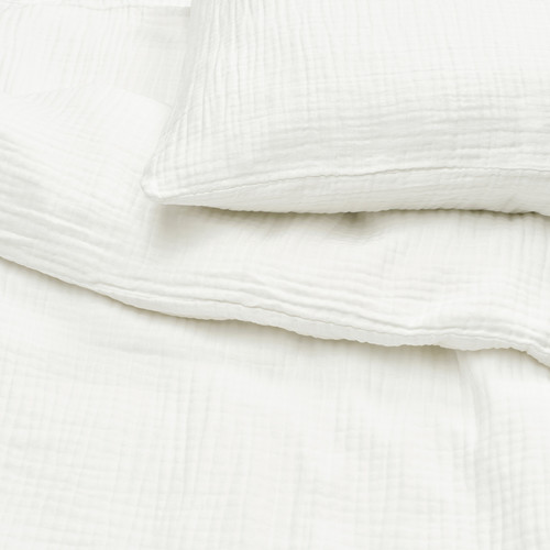 SCHERSMIN Duvet cover and 2 pillowcases, white, 200x200/50x60 cm