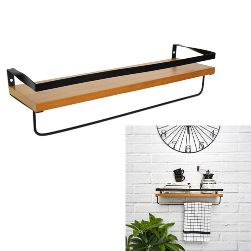 Kitchen Wall Shelf Indu, black/natural