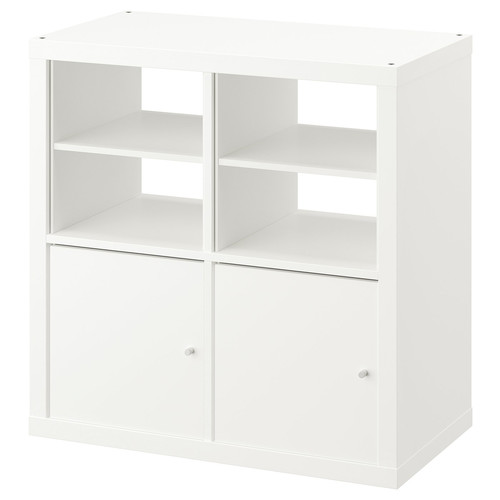 KALLAX Shelving unit, with 2 doors/with 2 shelf inserts white, 77x77 cm