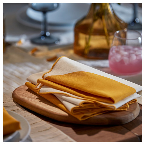 GOKVÄLLÅ Napkin, yellow, 40x40 cm, 4 pack