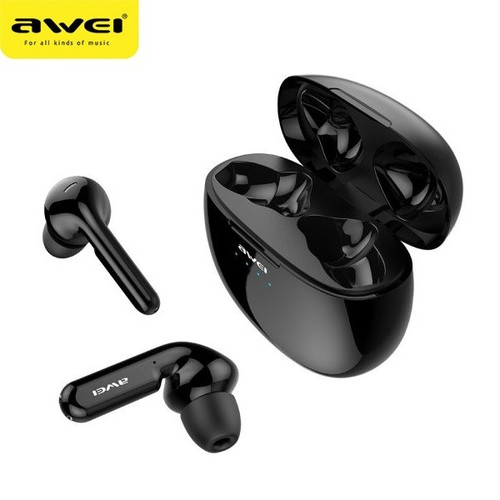 Awei Headphone Bluetooth 5.0 With Dock Station T15 TWS, black