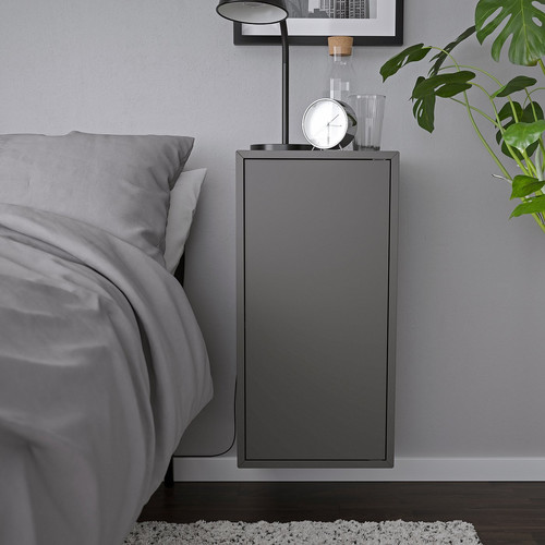 EKET Wall cb w 1 shlf/door, dark grey, 35x35x70 cm