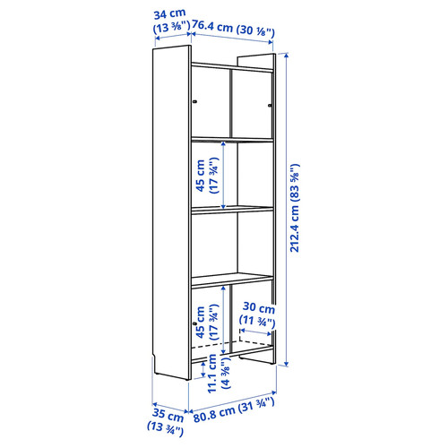 LÅDMAKARE Storage combination w sliding doors, with shelf/oak effect, 81x35x212 cm