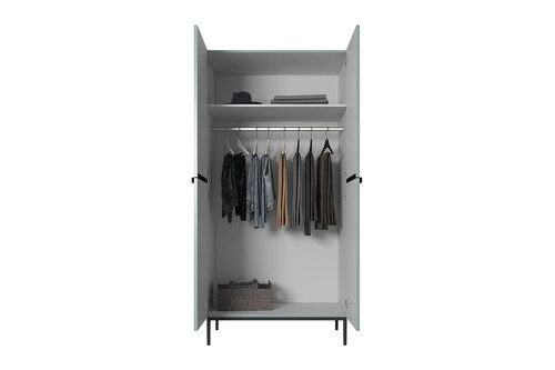 Wardrobe Nicole 100 cm, sage, black handls