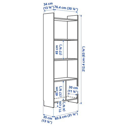 LÅDMAKARE Storage combination w sliding doors, with 3 shelves/oak effect, 81x35x212 cm