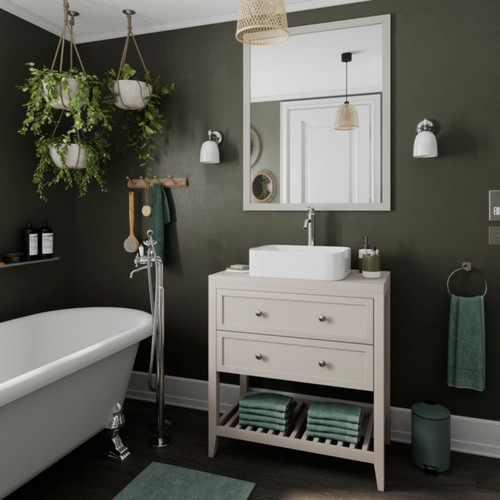 GoodHome Bathroom Waste Bin Koros 3 l, green-grey