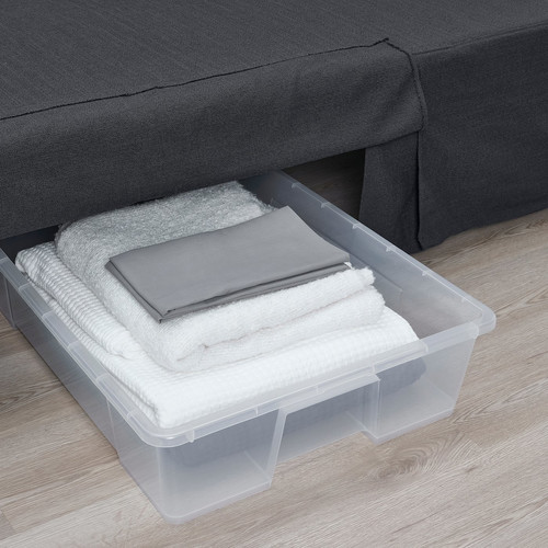 NYHAMN 3-seat sofa-bed, with pocket spring mattress/Naggen dark grey