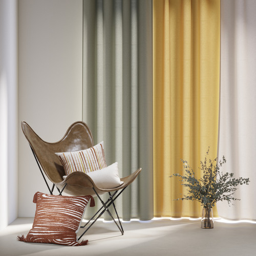 GoodHome Curtain Jacquard 140 x 260 cm, tea
