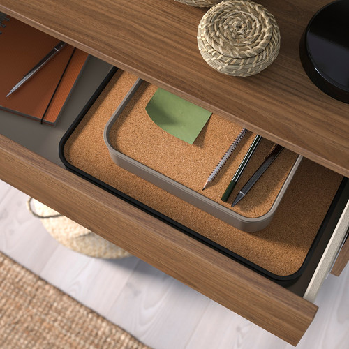 EKET Wall-mounted storage combination, with 2 drawers/walnut effect, 70x35x35 cm