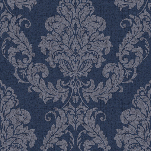 GoodHome Vinyl Wallpaper on Fleece Ornata, blue