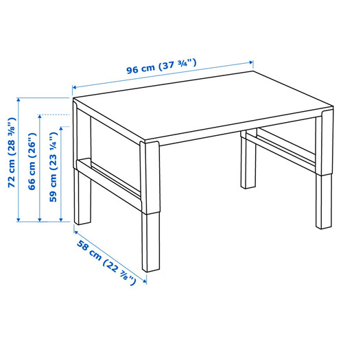PÅHL Desk, white/turquoise, 96x58 cm