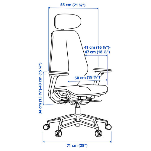 STYRSPEL Gaming chair, blue/light grey