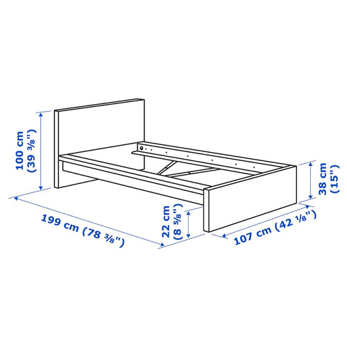 MALM Bed frame with mattress, black-brown/Vesteröy medium firm, 90x200 cm