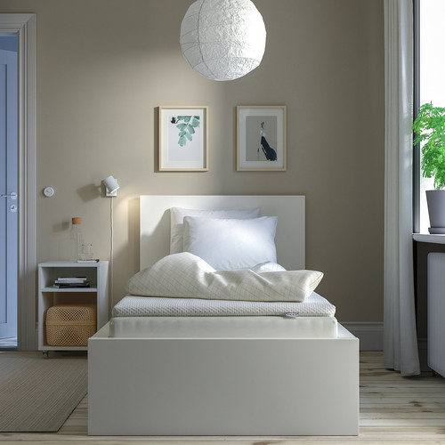 VESTERÖY Mattress and mattress pad, medium firm light blue/Nisseholm white, Standard Single