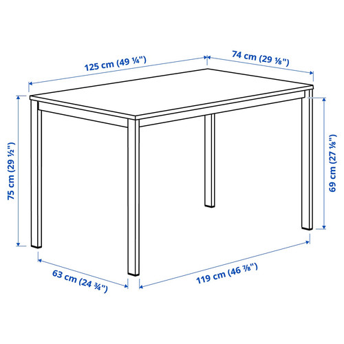 VIHALS Table, white/white, 125x74 cm