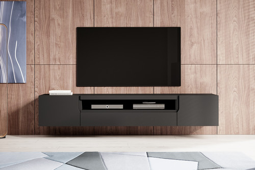 Wall-Mounted Cabinet Loftia 200 cm, black/matt black