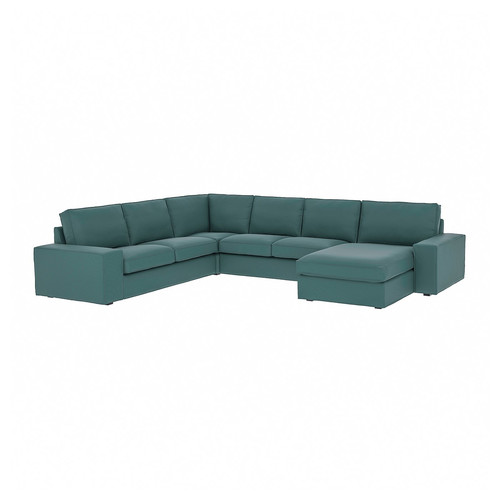 KIVIK Corner sofa, 5-seat w chaise longue, Kelinge grey-turquoise