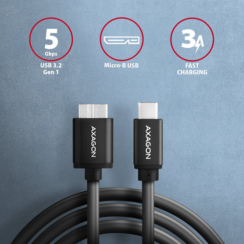 AXAGON USB Cable BUMM3-CM10AB cable USB Micro-B USB-C