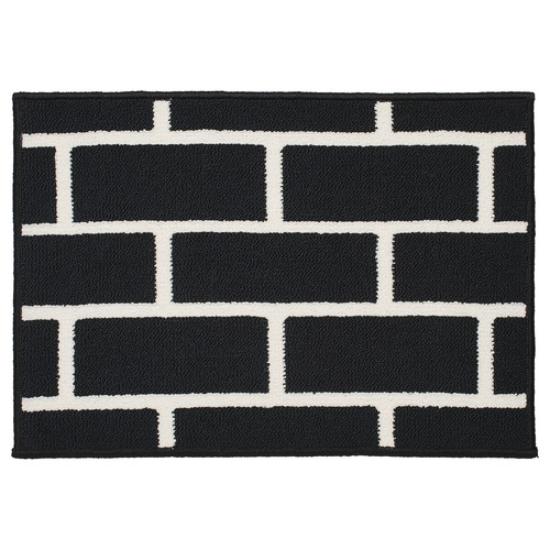 VÄNDPLATS Door mat, black/brick pattern, 40x60 cm