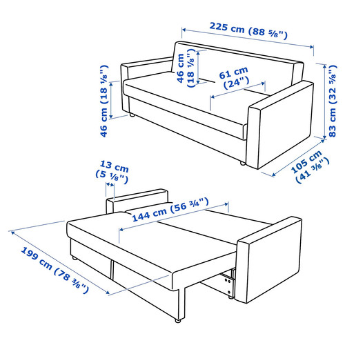 FRIHETEN 3-seat sofa-bed, Faringe brown-orange