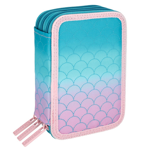 Pencil Case with 3 Zippers & School Accessories Ombre Mermaid