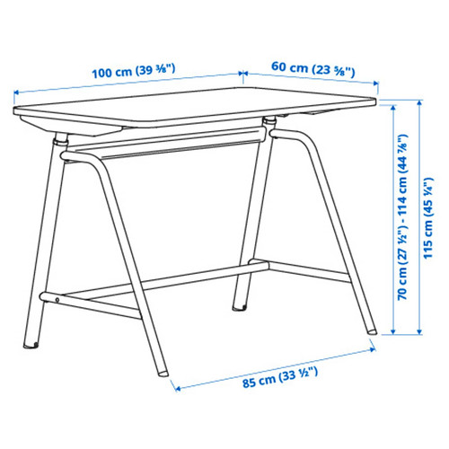 GLADHÖJDEN Desk sit/stand, light grey/anthracite, 100x60 cm
