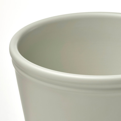 KÖRSBÄRSBJÖRK Plant pot, light grey/beige, 12 cm