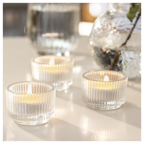 LÖVSKOGSLUND Scented tealight, Apple/light green, 3.5 hr