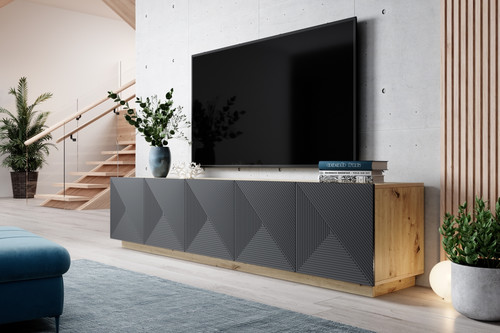 TV Cabinet Asha 200 cm, artisan/rivier stone mat