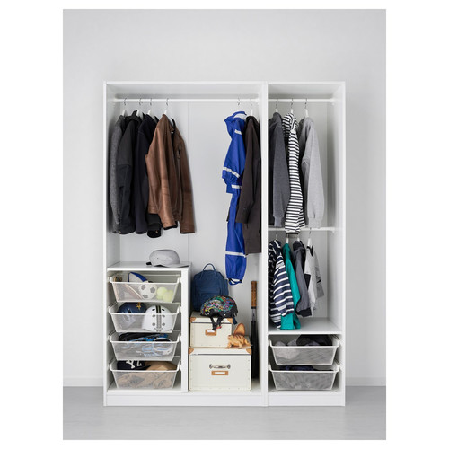 PAX / FARDAL/ÅHEIM Wardrobe combination, high-gloss white/mirror glass, 150x60x201 cm