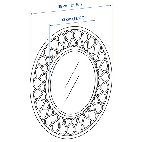 GRINSBOL Mirror, rattan, 55 cm