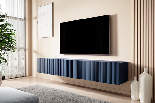 Wall-mounted TV Cabinet Nicole 200 cm, dark blue
