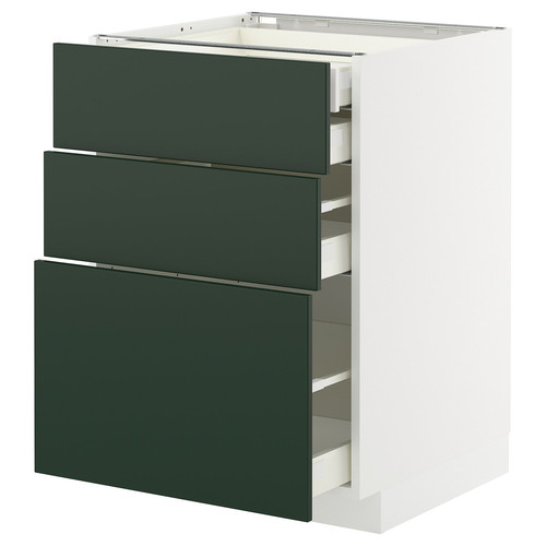 METOD / MAXIMERA Base cb 3 frnts/2 low/1 md/1 hi drw, white/Havstorp deep green, 60x60 cm