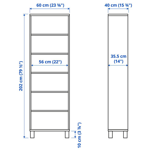 BESTÅ Cabinet unit, dark grey, 60x40x202 cm