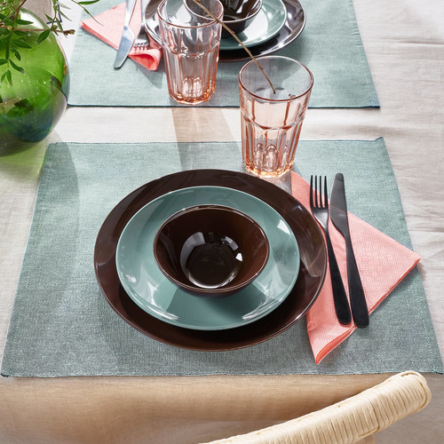 SVARTSENAP Place mat, green-blue, 35x45 cm
