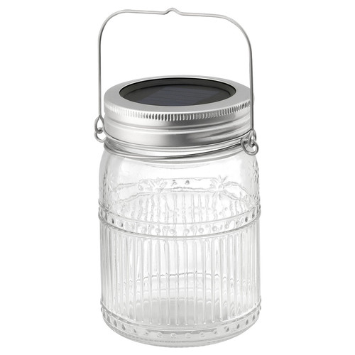 SOLVINDEN LED solar-powered table lamp, outdoor/jar clear, 15 cm