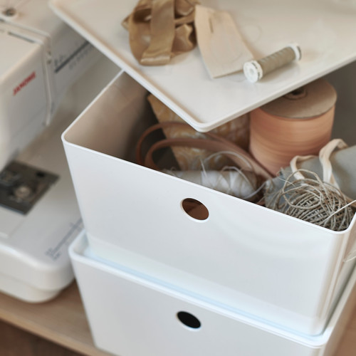 KUGGIS Box with lid, white, 26x35x15 cm