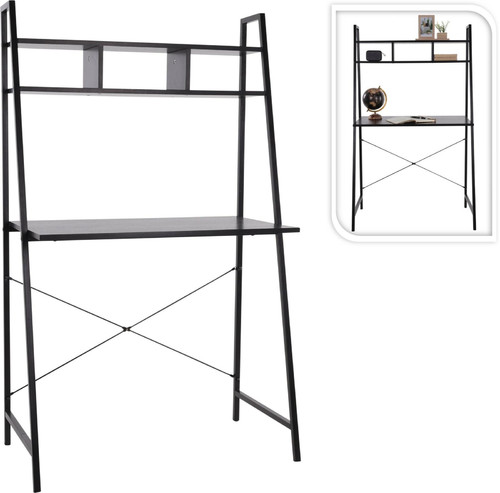 Desk with Shelf Milan, black
