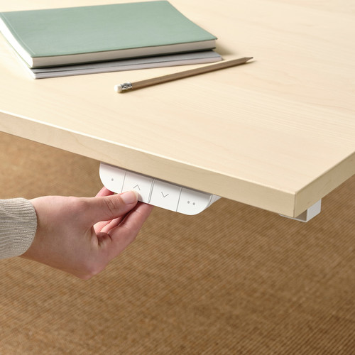 MITTZON Desk sit/stand, electric birch veneer/white, 140x60 cm