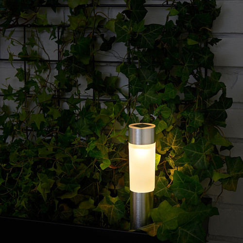 SOLVINDEN LED solar-powered lighting, cylinder/aluminium-colour