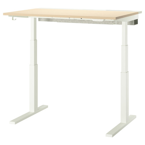 MITTZON Desk sit/stand, electric birch veneer/white, 120x80 cm