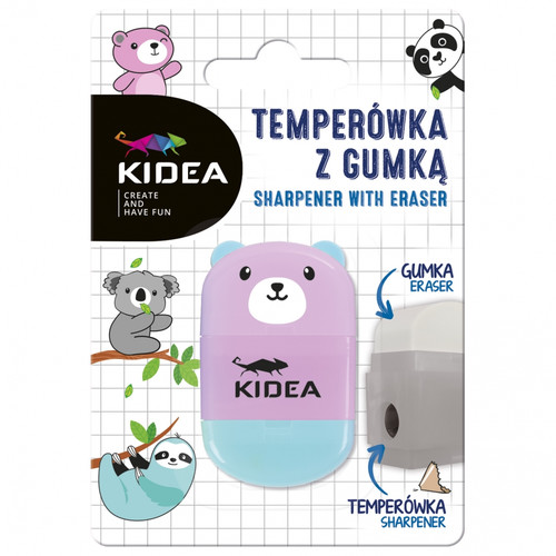 Kidea Sharpener with Eraser Animals, 1pc, assorted design