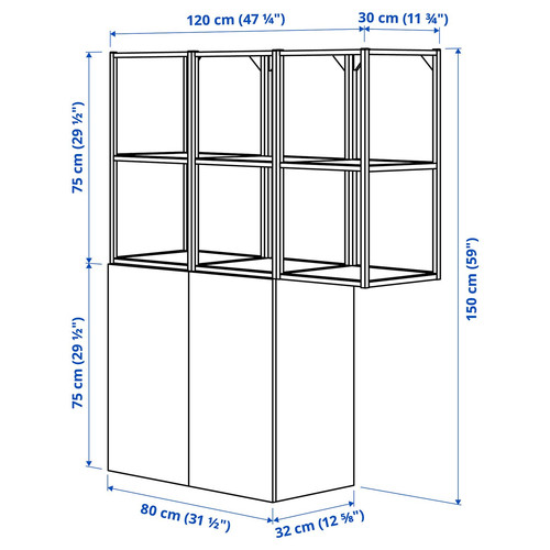 ENHET Storage combination, white, 120x32x150 cm